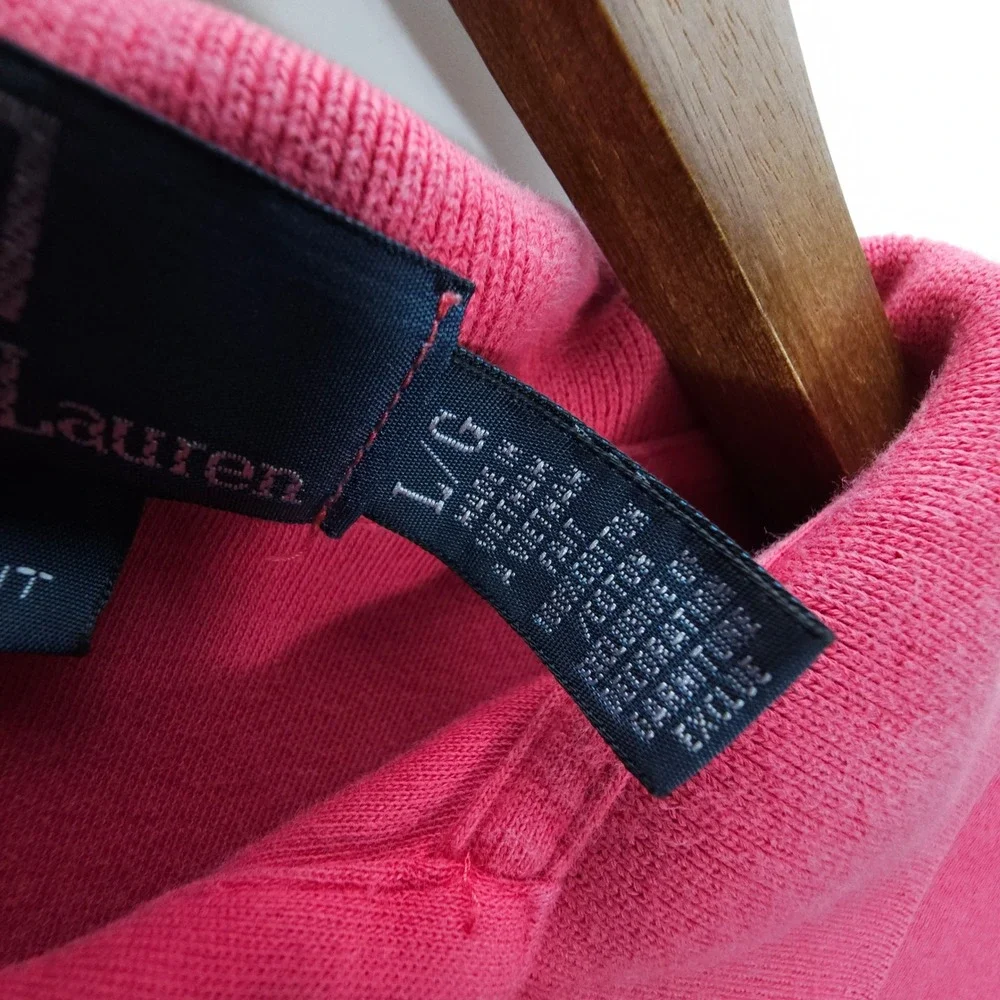 Y2K Polo Ralph Lauren Mens L Pink Short Sleeve Custom Fit Pony Logo Shirt
